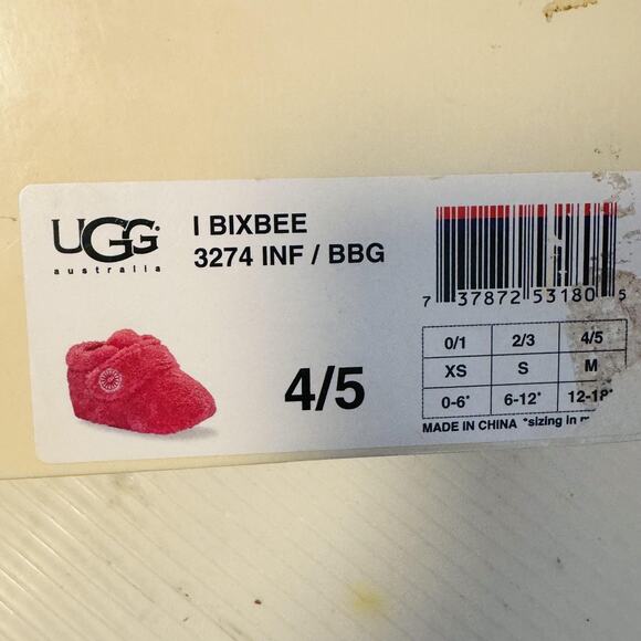 UGG Shoes Infant Girl 4/5 Pink Fuzzy Baby Bixbee Booties Slipper Cozy Australia - Picture 12 of 13